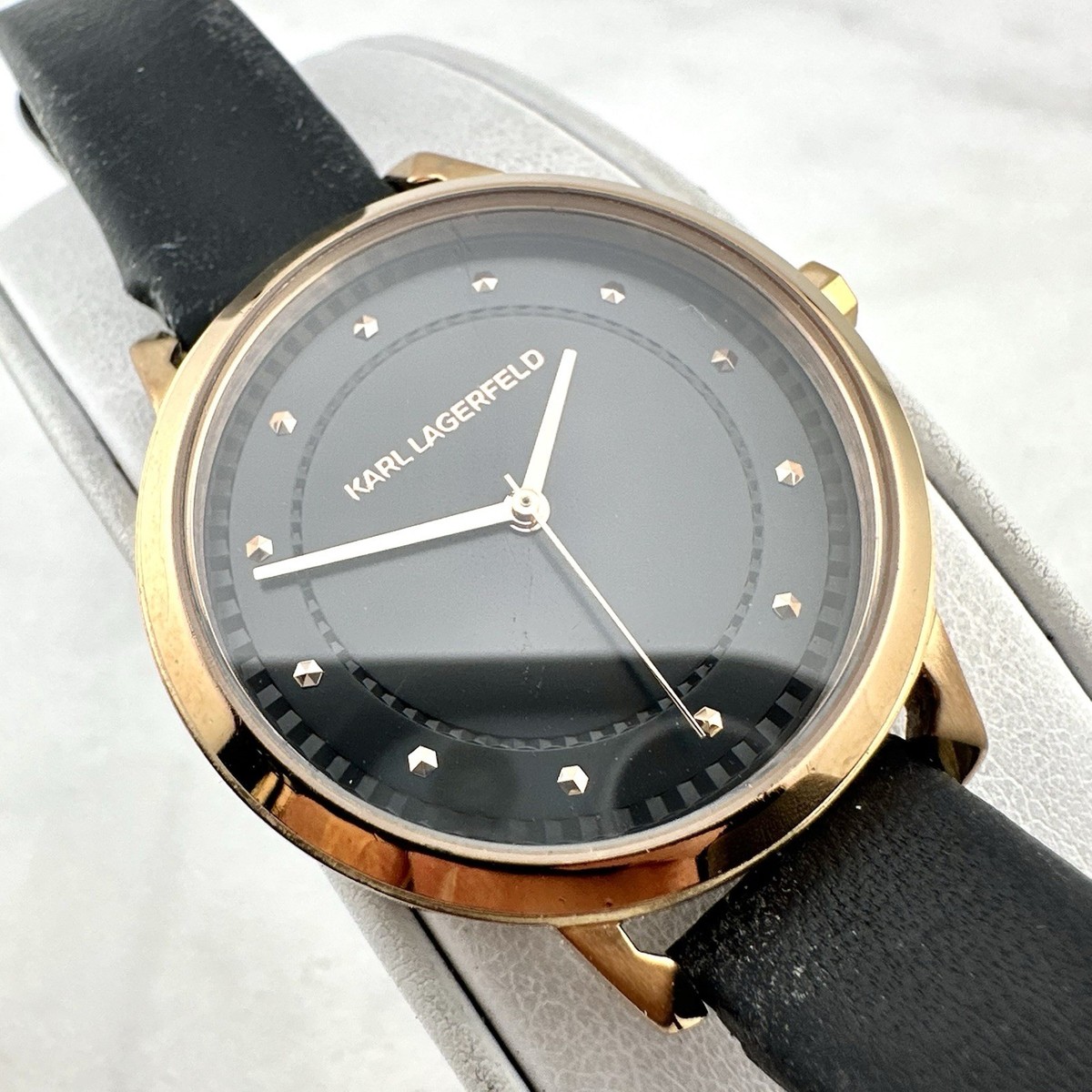 Karl Lagerfeld KL1825 Vanessa Black Dial Black Leather Womens