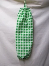 PLASTIC GROCERY BAG HOLDER-KITCHEN-LAUNDRY-AUTO-VINTAGE JP STEPHENS GREEN FABRIC