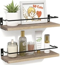 Bathroom Shelves, Guard-Rail Floating Shelves for Wall, Wall Mounted Shelves Set