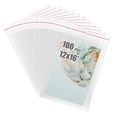 Clear Self Sealing Cellophane Bags Resealable Sleeves For 12x16 Mats 100 PCS