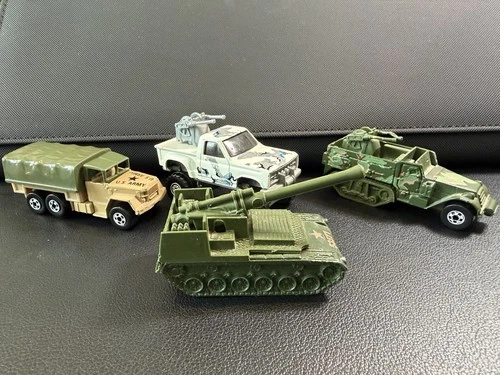 VTG Hot Wheels Mattel Military Camo Lot of 4 Trucks Tanks 1970's 80's US Army