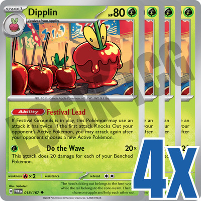 4x Dipplin 018/167 x4 - Twilight Masquerade - Pokemon TCG - Playset