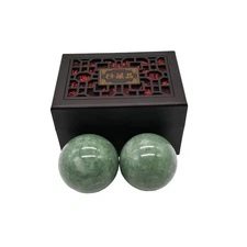 2" Greenish Stone Baoding Balls,Hand Exercise Tool