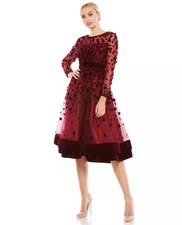MAC DUGGAL 67007 ELEGANT FLORAL COCKTAIL Burgundy DRESS sz 6 Red NEW NWT