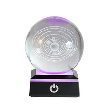 3D Solar System Crystal Ball, with LED Color Lighting 3D Colorful Solar System