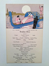VINTAGE ART DECO BREAKFAST MENU CARD WITH POSTCARD O2 RED STAR LINE S.S.ARABIC