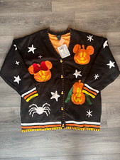 Disney Her Universe Halloween Mickey Minnie Pumpkin Cardigan Sweater V-Neck XL