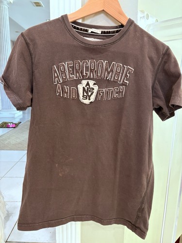 Abercrombie & Fitch Vintage Logo Men’s Tee Brown M Muscle Embroidered T Shirt