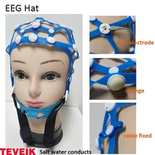 20 Channel Saline Water EEG CAP Adjustable Silicone Cap w/EEG Electrode Cables