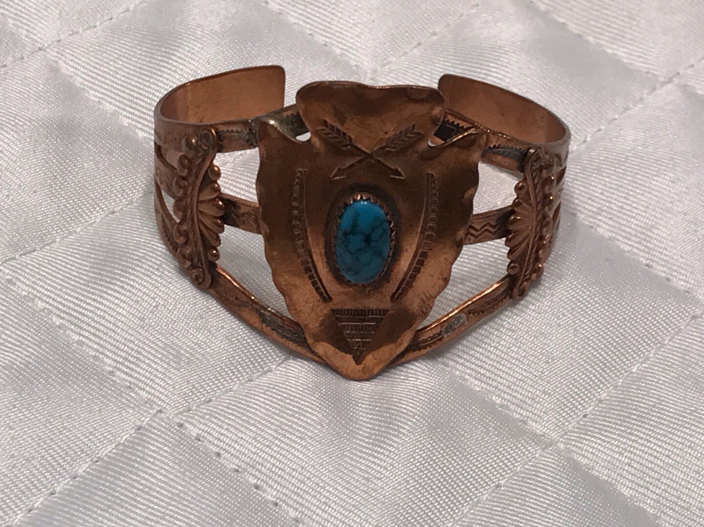 Bell Trading Post Signed Arrowhead Turquoise Cuff… - image 2