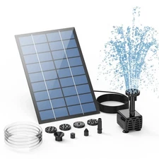 2.5W Solar Fountain with 6 Nozzles &4ft Pipe–Solar Water Pump for Bird Bath,Pond