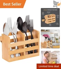 Bamboo Utensil Holder for Dish Rack Flatware Cutlery Drying Caddy Kitchen Sto...