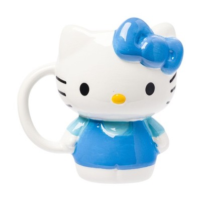 Hello Kitty 3D Sculpted Ceramic Mug Blue Dress 20 Ounce Adorable Drinkware