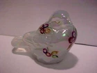 2 1/2" Fenton Iridescent Art Glass FAT BIRD w/ HP Berries Figurine ~ B Huggins