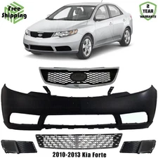 Front Bumper Cover Fascia & Grille Assembly Kit For 2010-2013 Kia Forte