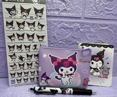 Kuromi Sanrio Geldbörse Notizbuch Aufkleber Streifen Gel Stift süß Geschenk Paket Kawaii