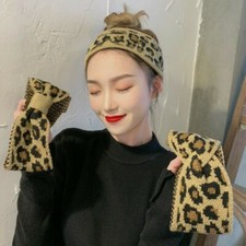 Donna Leopardato Capelli Fascia Nodo Fiocco Testa Avvolgere Ragazze Maglia Twist
