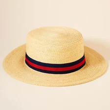 DIONA J STRAW BAND FLAT HEAD SUN HAT ONE SIZE COLOR NATURAL