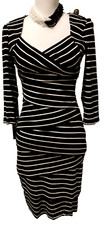 White House Black Market Dress Sheath Bodycon sz. 4 Tiered Stretch lined