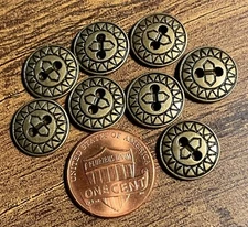 Lot of 8 New Antique Brass Tone Metal 2-hole Sew-thru Buttons  1/2" 13mm 16068