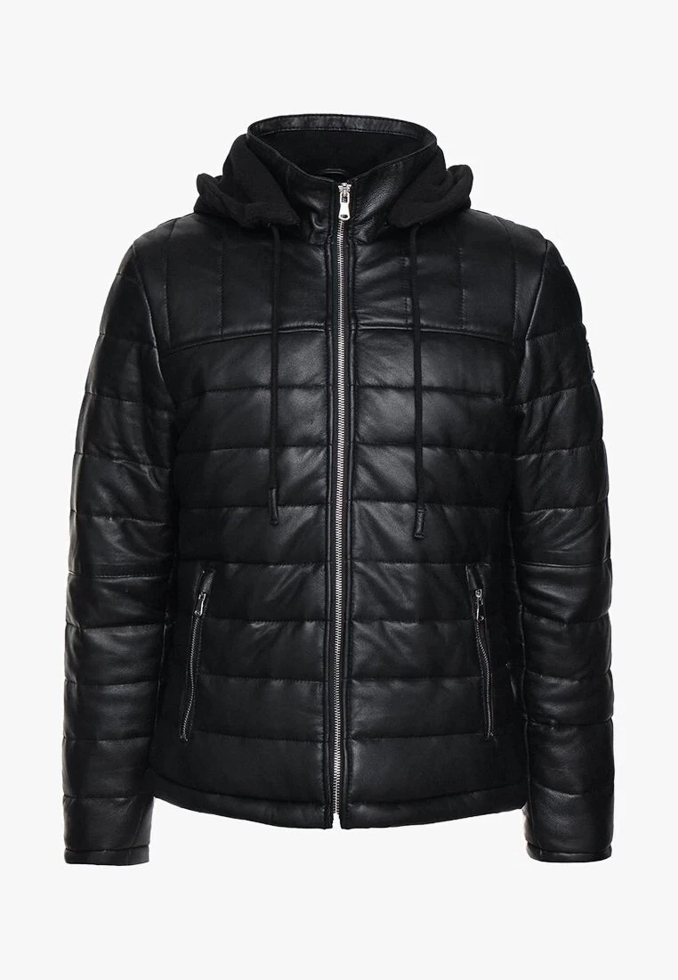 Men's Genuine Leather Puffer Jacket Winter Quilted Real Lightweight Jacket