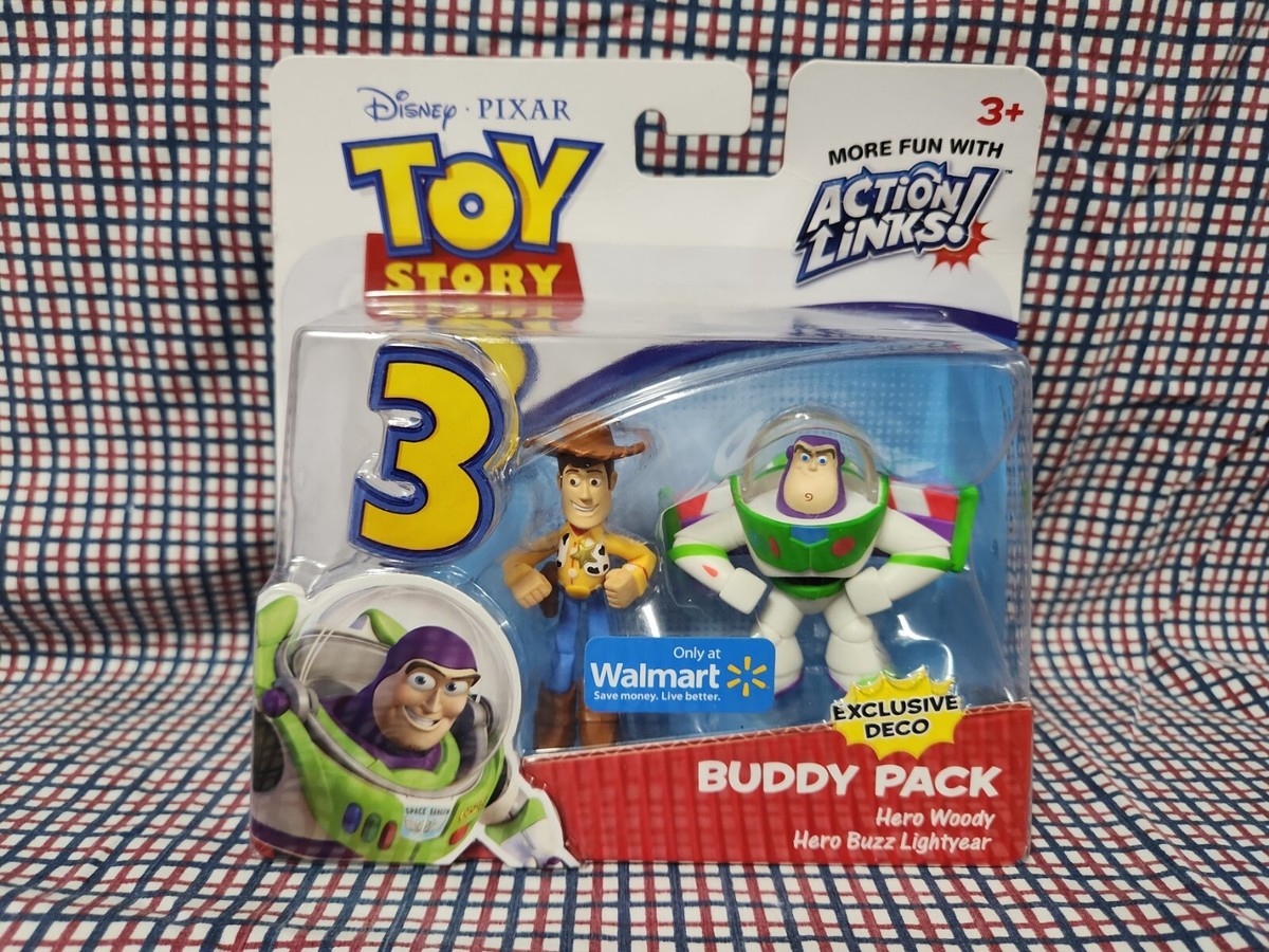 NEW DISNEY PIXAR TOY STORY 3 BUDDY PACK HERO WOODY, HERO BUZZ