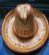 VINTAGE MEXICAN SOMBRERO HAT POTTERY ASHTRAY - HAND PAINTED