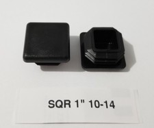  2 Square 1" 10-14 Gage Black Tubing Tube End Plugs Plastic Insert Caps