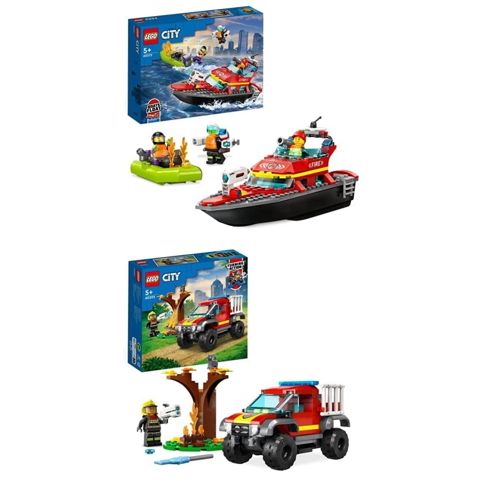 LEGO 60373 City Fire Rescue Boat Toy Floats on Water 60393 City