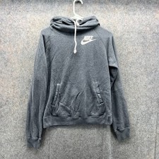 Nike Hoodie Jacket Women Small Gray Rally Funnel Neck Swoosh Pullover Sportswear