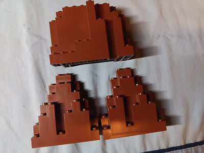 H-1 Lego X 3 Reddish Brown Rock Panel Rectangle Triangular 6082 6083 8876 8780
