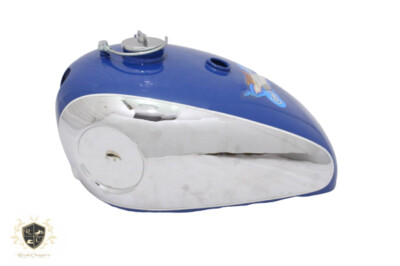 FIT FOR BSA GOLD STAR SCRAMBLES CATALINA 2 GALLON BLUE PAINT CHROME TANK+CAP+TAP