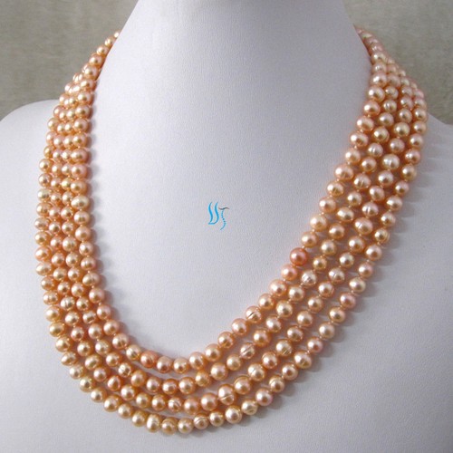 Collana Perla Acqua Dolce 18-21"" 5-7 mm 4 file 4 file Gioielli Filaggio——ALTRI COLORI - Foto 9 di 21