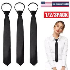 3Pcs Zipper Ties for Men Adjustable Men's Neckties Zip on Tie for Men Zip USA