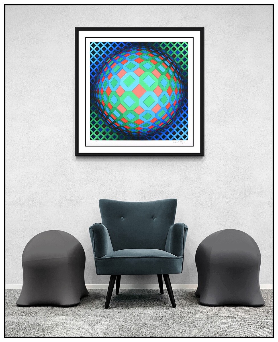 Victor Vasarely Vega Cor Original Color Screenprint Signed Framed