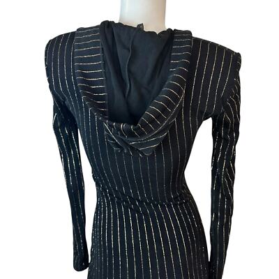 Brian Lichtenberg Black & Gold Metallic Glitter Striped Hooded Mini Dress sz S | eBay Brian Lichtenberg Black & Gold Metallic Glitter Striped Hooded Mini Dress sz S | eBay