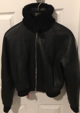 $2495 Theory Women's Black Reversible Leather Shearling Bomber Jacket Size Small