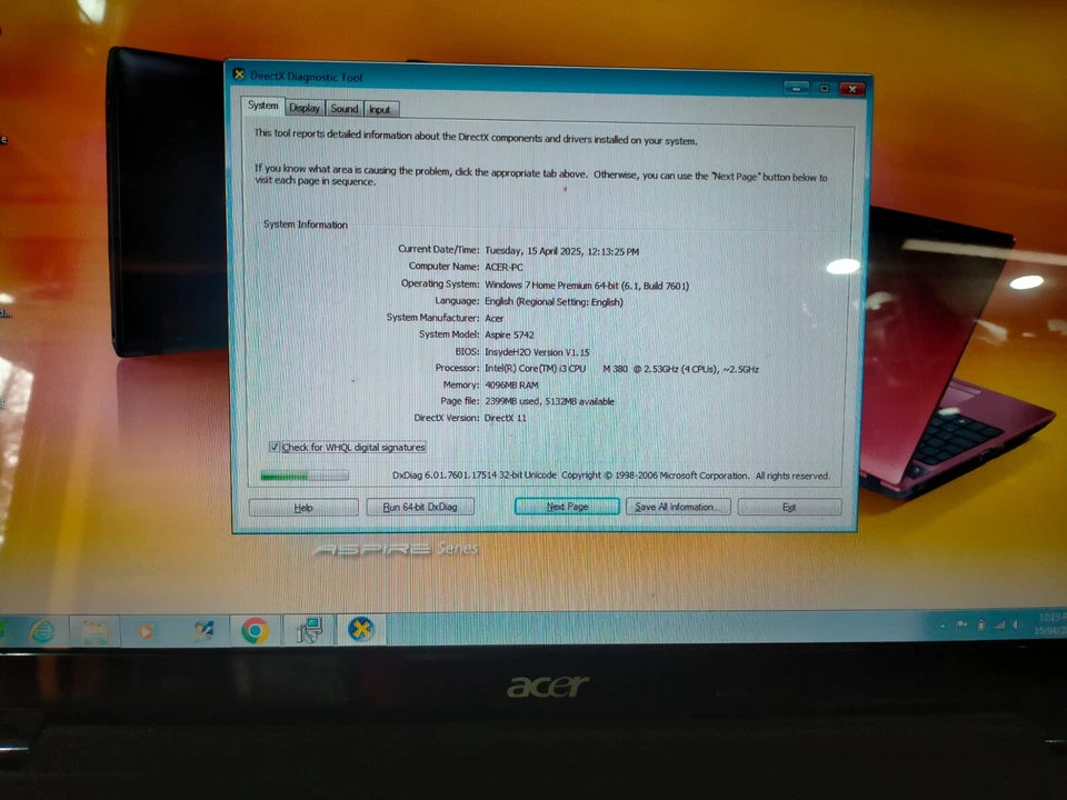 ACER ASPIRE 5742 SERIES PEW71 WINDOWS 7 HOME PREMIUM 4GB RAM 500GB HDD / I3 - Image 4 of 4