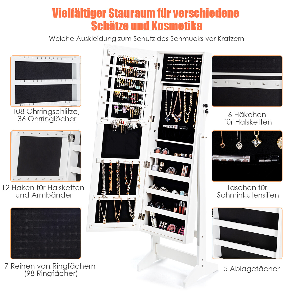 GOPLUS Schuckschrank, Spiegelschrank, Schuckregal Hängend It Spiegel