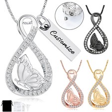 Infinity Butterfly Urn Necklaces for Ashes Cremation Butterfly Jewelry for Women