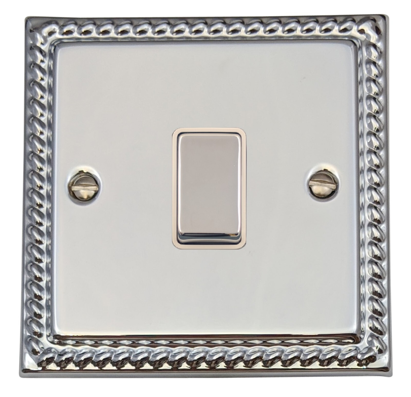 G&H MC201 Monarch Roped Polished Chrome 1 Gang 1 or 2 Way Rocker Light Switch