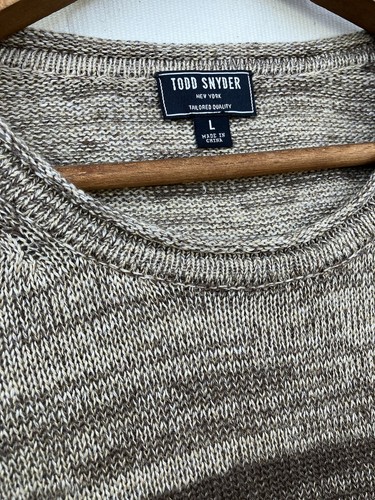 Todd Snyder 65 Linen / Cotton Blend Brown Caramel Marl Sweater sz L nwot China - Picture 3 of 12