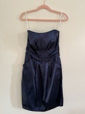 David’s Bridal Bridesmaid Dress With Pockets Preowned Women’s Size 8 Navy Blue