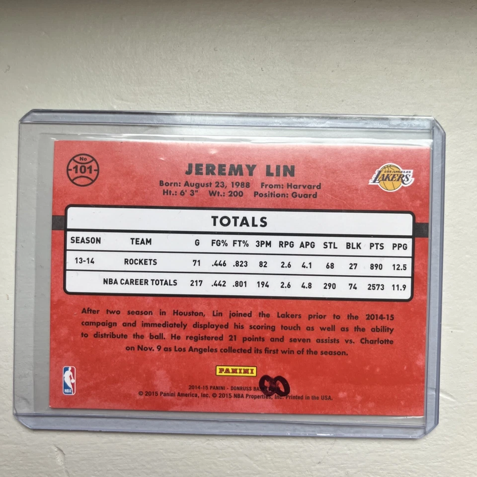 Very rare 2014-15 Panini Donruss - Press Proof Purple #101 Jeremy Lin /199 - Image 2 of 2