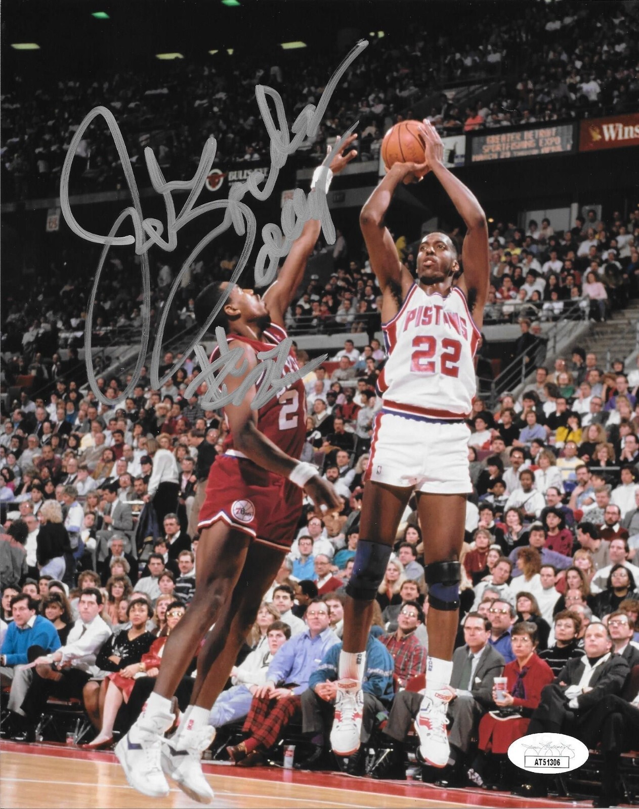 John Salley Autographed Signed Detroit Pistons 8x10 photo JSA 