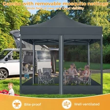 Canopy 10'x10' Heavy Duty Pop Up Gazebo with Mosquito Netting Mesh Screen Tent
