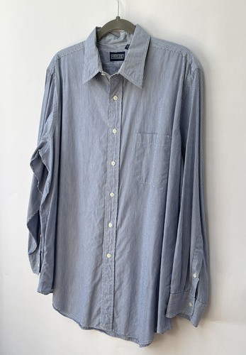 VTG 80s 90s LANDS’ END All Cotton Broadcloth Button Front Shirt Stripes 17/33 - Picture 3 of 7
