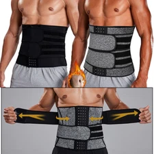 Men Waist Trimmer Trainer Belt Sweat Wrap Band Tummy Control Stomach Fat Burner