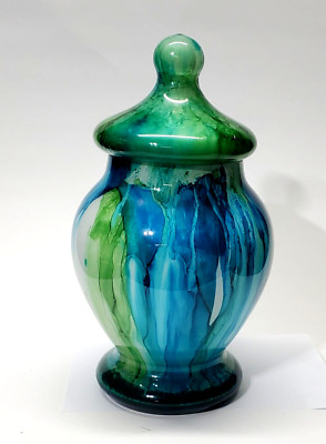 Stunning Vidi Glass Italian Handmade Vase + Lid