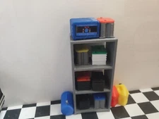 Battery Charger Shelf Gas Can Air Tank 1/24 1/25 Scale Garage Blue Red Top Green